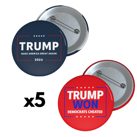 10x Pin Buttons Trump 2024 Campaign PACK - MADE IN USA