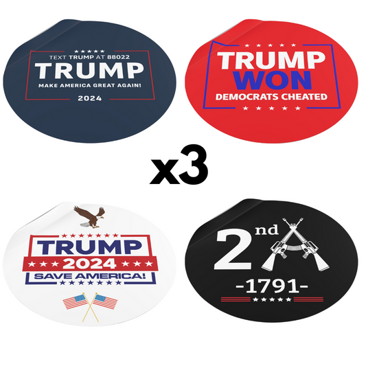 12x Round Vinyl Stickers - Trump Campaign PACK - MADE IN USA